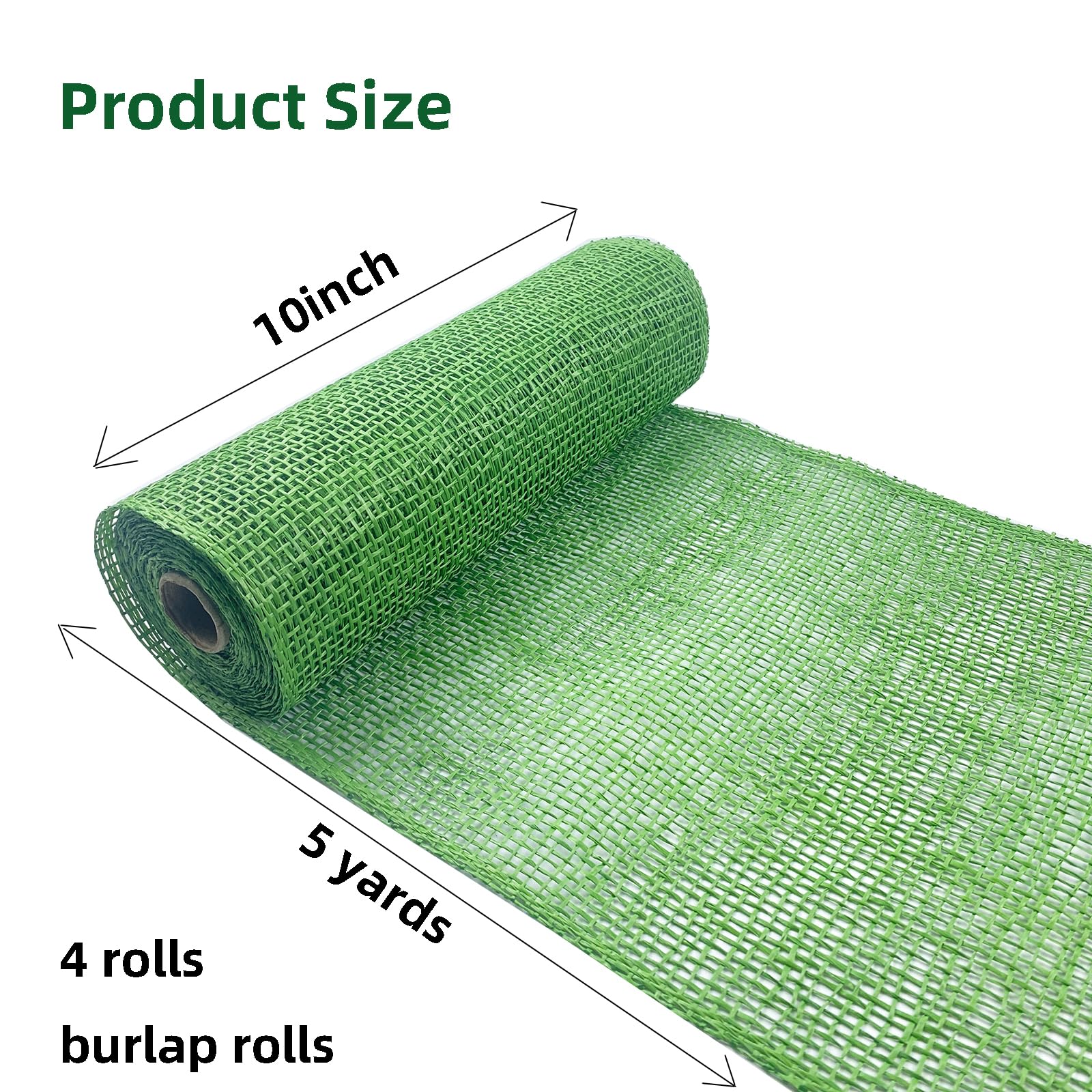 4 Rolls Poly Burlap Mesh 10 inch, Poly Burlap Deco mesh Rolls Green for Christmas Decoration, Wreath Making,DIY Party Wrapping Craft