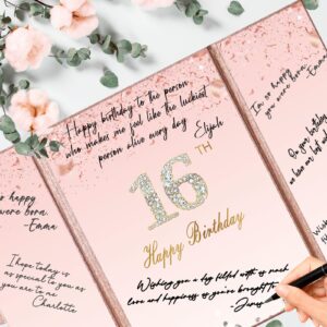 Crenics Sweet 16 Birthday Decorations, Creative Rose Gold 16th Birthday Guest Book Alternative, Large 16th Birthday Signature Book 12" x 18", Great 16 Years Old Birthday Gifts for Girls