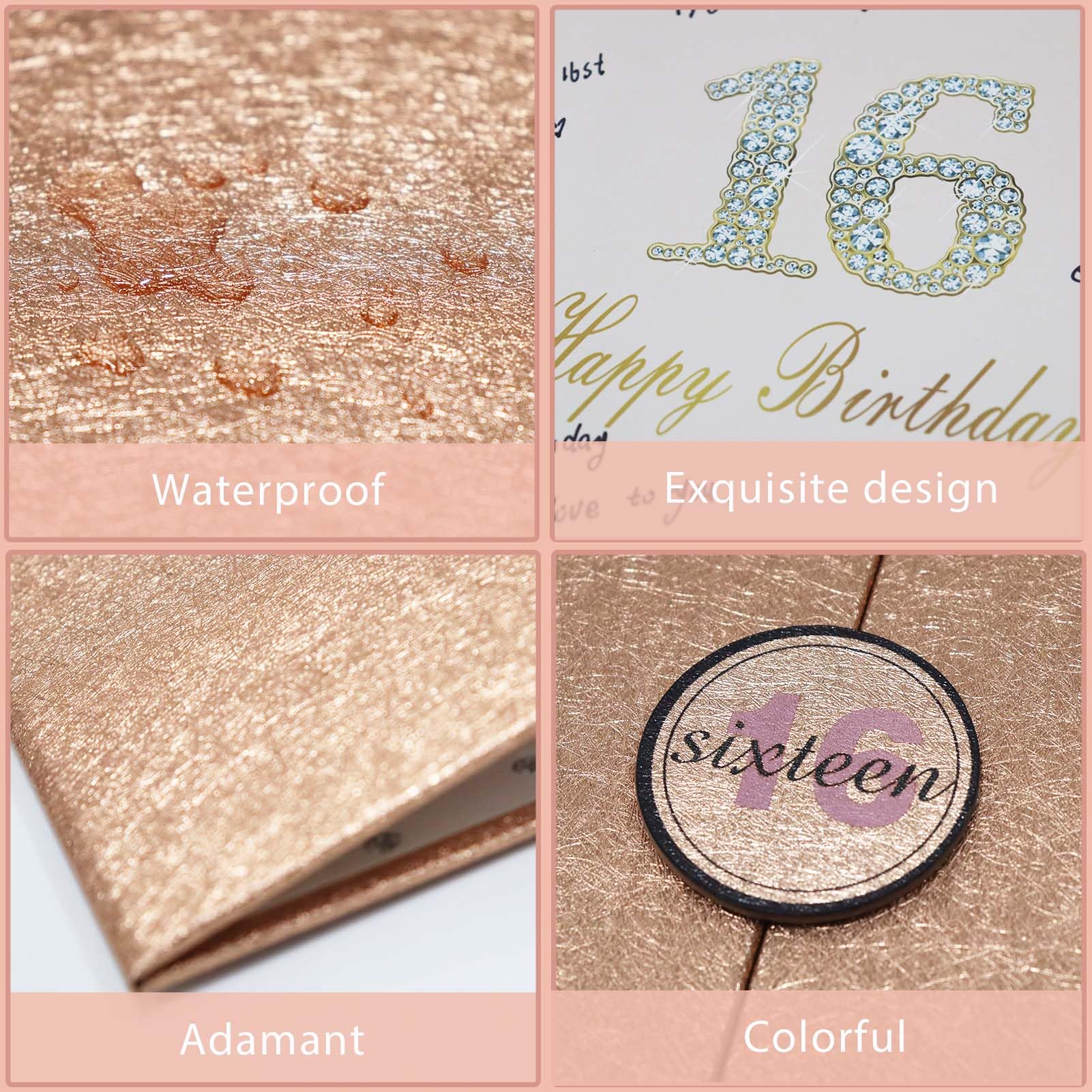 Crenics Sweet 16 Birthday Decorations, Creative Rose Gold 16th Birthday Guest Book Alternative, Large 16th Birthday Signature Book 12" x 18", Great 16 Years Old Birthday Gifts for Girls