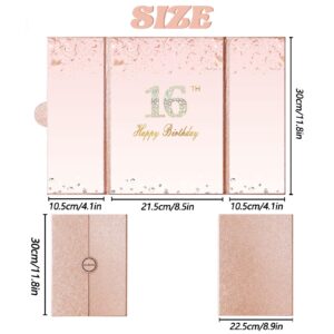 Crenics Sweet 16 Birthday Decorations, Creative Rose Gold 16th Birthday Guest Book Alternative, Large 16th Birthday Signature Book 12" x 18", Great 16 Years Old Birthday Gifts for Girls