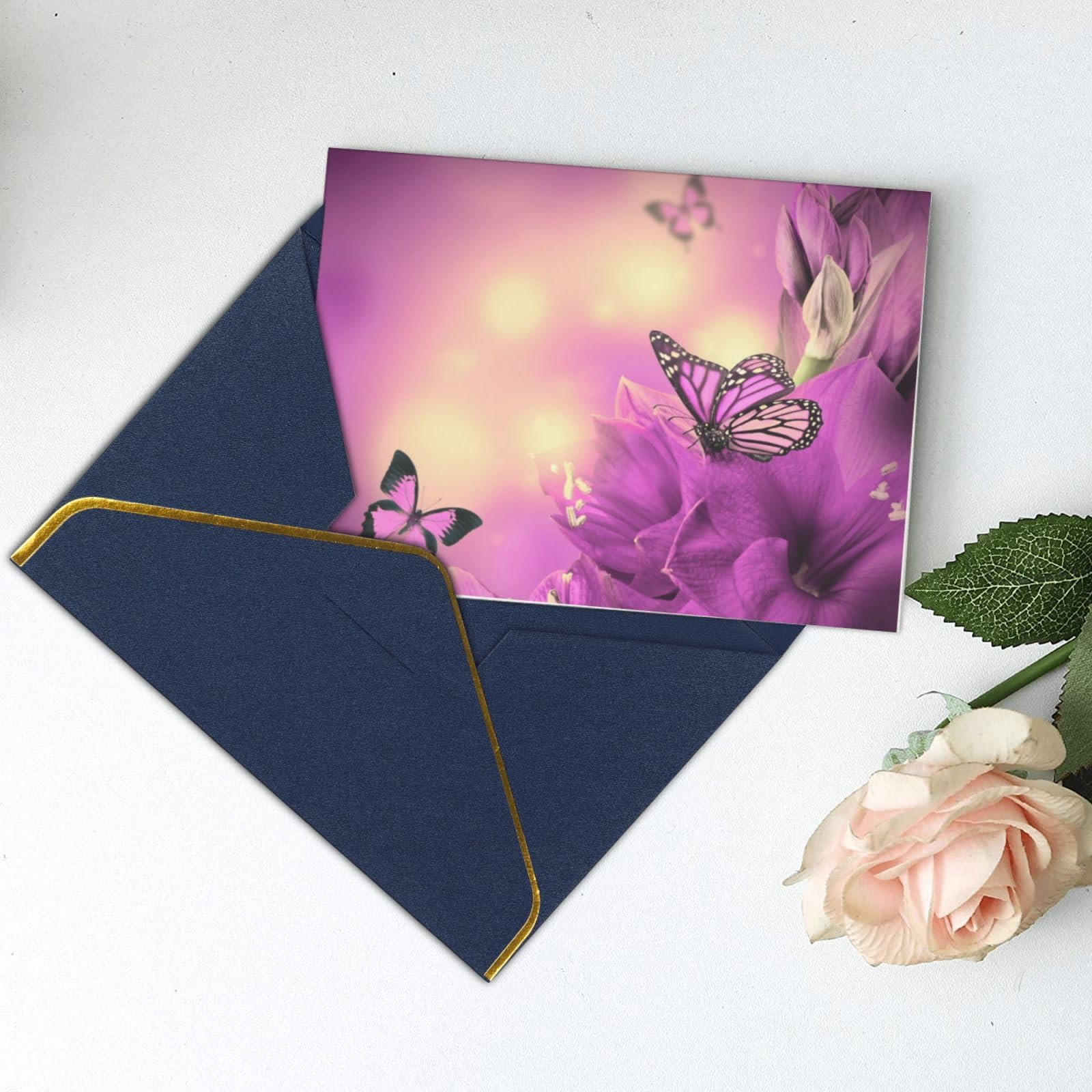 Beautiful Spring Primula Flowers Purple Butterfly Thank You Cards With Envelopes, Blank Greeting Note Cards With Envelopes Blank Inside, Funny Birthday Cards For Women Men, Thank You Card For Wedding Business,Graduation