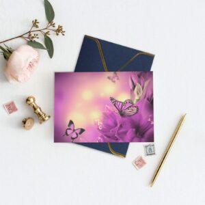 Beautiful Spring Primula Flowers Purple Butterfly Thank You Cards With Envelopes, Blank Greeting Note Cards With Envelopes Blank Inside, Funny Birthday Cards For Women Men, Thank You Card For Wedding Business,Graduation