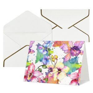 pailon watercolor floral thank you cards with envelopes, blank greeting note cards with envelopes blank inside, funny birthday cards for women men, thank you card for wedding business,graduation