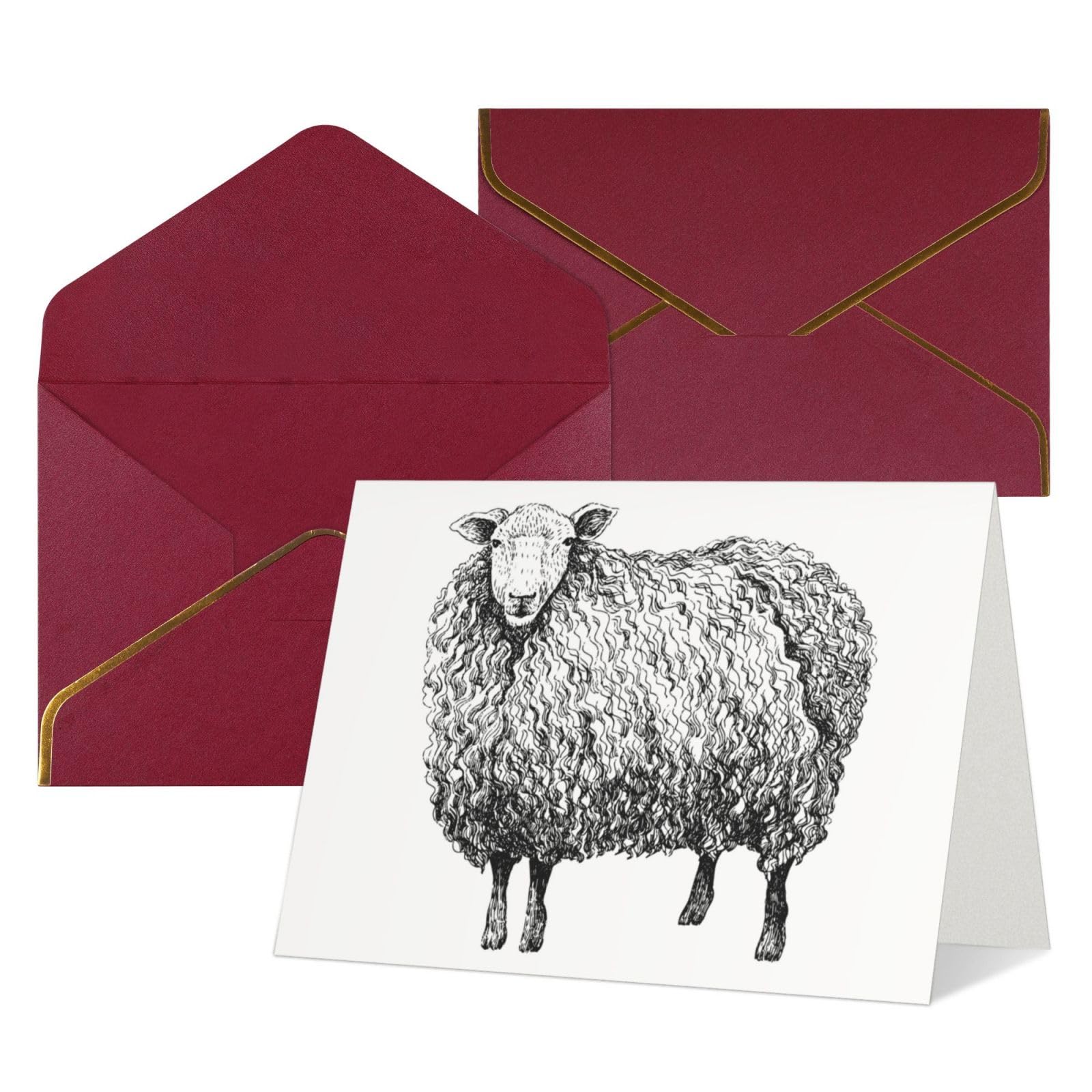 Vintage Sketch Sheep Alpaca Thank You Cards With Envelopes, Blank Greeting Note Cards With Envelopes Blank Inside, Funny Birthday Cards For Women Men, Thank You Card For Wedding Business,Graduation