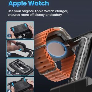 3-in-1 Foldable Charger Stand for MagSafe: JoyGeek Wireless Charging Station for iPhone 15/14/13/12 Pro Max Plus Mini, Magnetic Mag-Safe Dock for Apple Watch Ultra/SE/9/8/7/6/5/4/3/2, Air Pods Pro/3/2