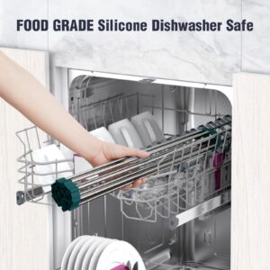 Tomorotec Stainless Steel Roll Up Dish Drying Rack, Foldable Over The Sink Rolling Drainer Rack, Multipurpose Kitchen Gadget Draining Caddy Organizer, Space Saving Sink Accessory Storage Shelf Holder