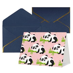 pailon pink panda thank you cards with envelopes, blank greeting note cards with envelopes blank inside, funny birthday cards for women men, thank you card for wedding business,graduation