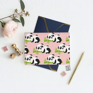 PAILON Pink Panda Thank You Cards With Envelopes, Blank Greeting Note Cards With Envelopes Blank Inside, Funny Birthday Cards For Women Men, Thank You Card For Wedding Business,Graduation