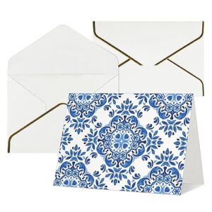 portuguese ceramic ​tile thank you cards with envelopes, blank greeting note cards with envelopes blank inside, funny birthday cards for women men, thank you card for wedding business,graduation