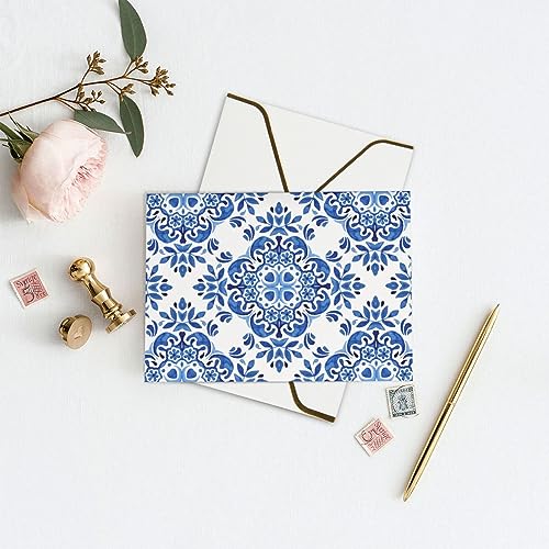 Portuguese ceramic ​tile Thank You Cards With Envelopes, Blank Greeting Note Cards With Envelopes Blank Inside, Funny Birthday Cards For Women Men, Thank You Card For Wedding Business,Graduation