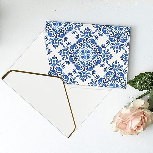 Portuguese ceramic ​tile Thank You Cards With Envelopes, Blank Greeting Note Cards With Envelopes Blank Inside, Funny Birthday Cards For Women Men, Thank You Card For Wedding Business,Graduation