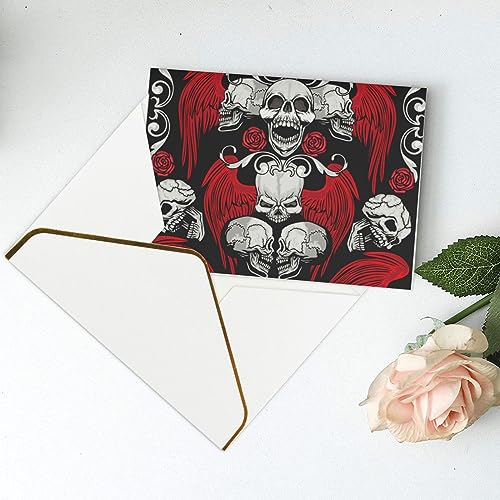 Vintage Skulls with Wing Thank You Cards With Envelopes, Blank Greeting Note Cards With Envelopes Blank Inside, Funny Birthday Cards For Women Men, Thank You Card For Wedding Business,Graduation