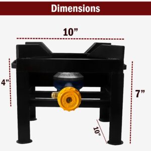 Sonret Single Burner Propane Gas Stove - Portable Gas Stove Burner with Hose & Adjustable 0-20 Psi Regulator, High BTU Square Single Burner Stove for Outdoor cooking, Home Brewing, Boiling, Turkey Fry