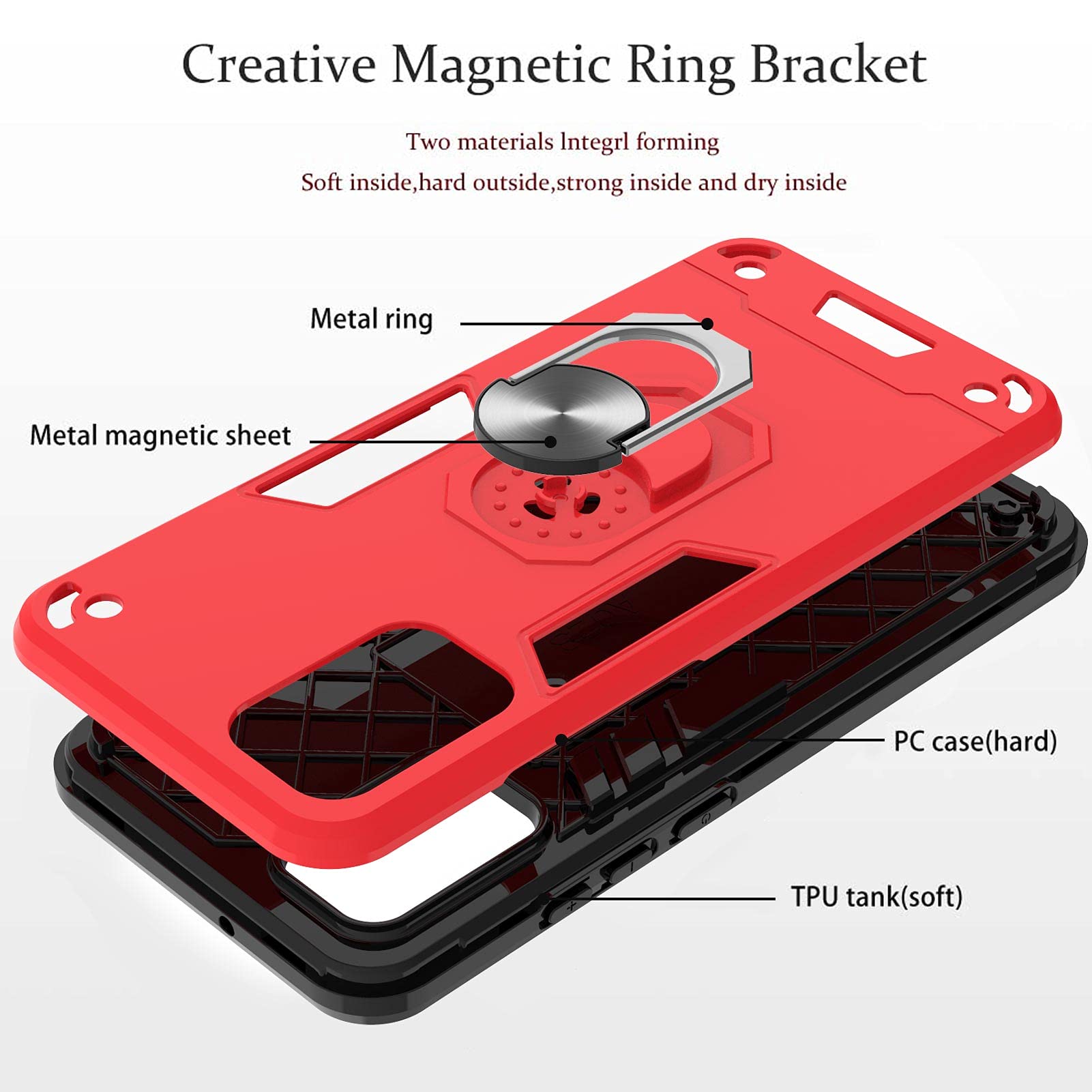 Compatible with Samsung Galaxy A40 Case Cover,Built-in Ring Magnetic Kickstand Compatible with Samsung Galaxy A40 SM-A405 Case 2 in 1 Shockproof Phone Case Cover Black