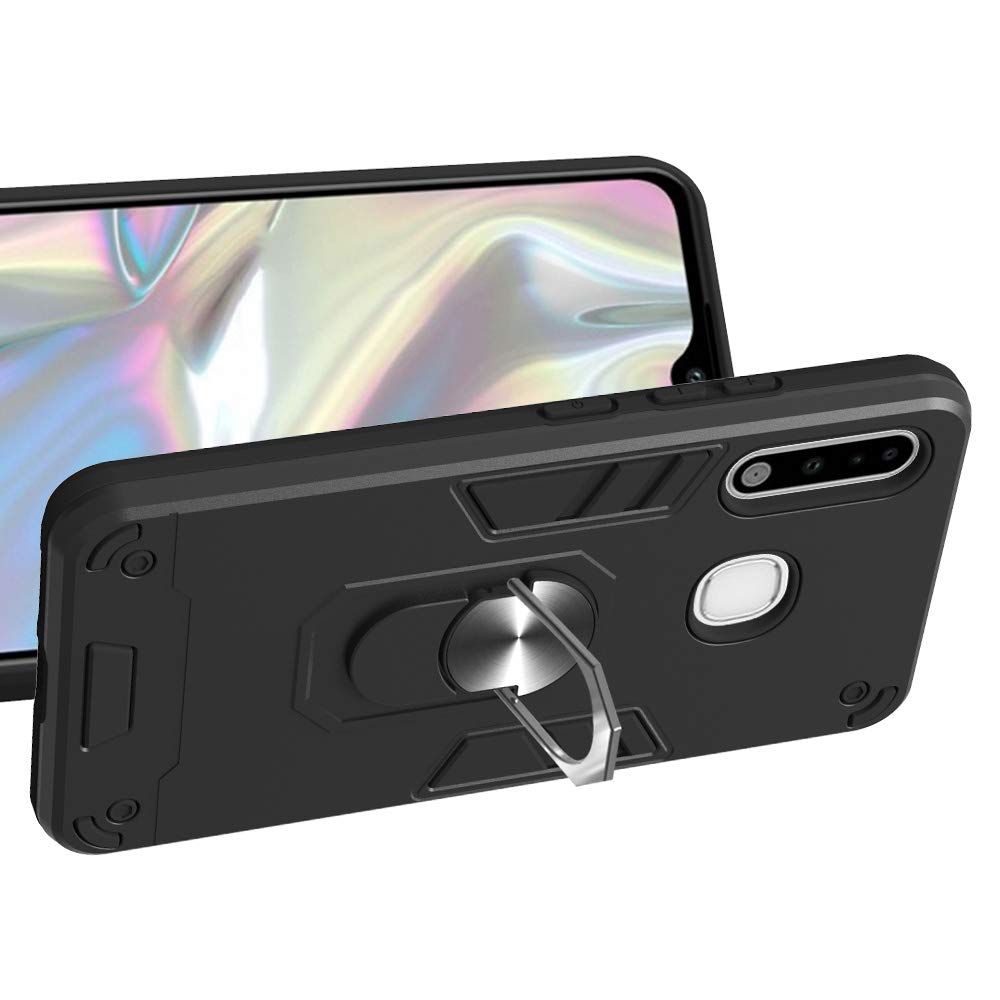 Compatible with Samsung Galaxy A40 Case Cover,Built-in Ring Magnetic Kickstand Compatible with Samsung Galaxy A40 SM-A405 Case 2 in 1 Shockproof Phone Case Cover Black