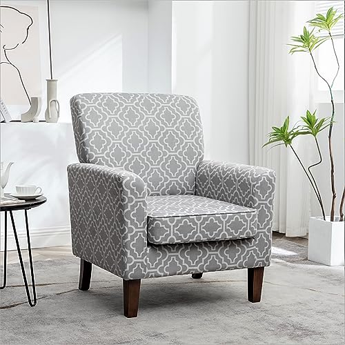 US Pride Modern Accent Armchair for Office and Living Room Decor with Birch Wood Frame and Microfiber Upholstery, Easily Assembled Arm Chair with Removable Cushions, 03 Printed Fabric