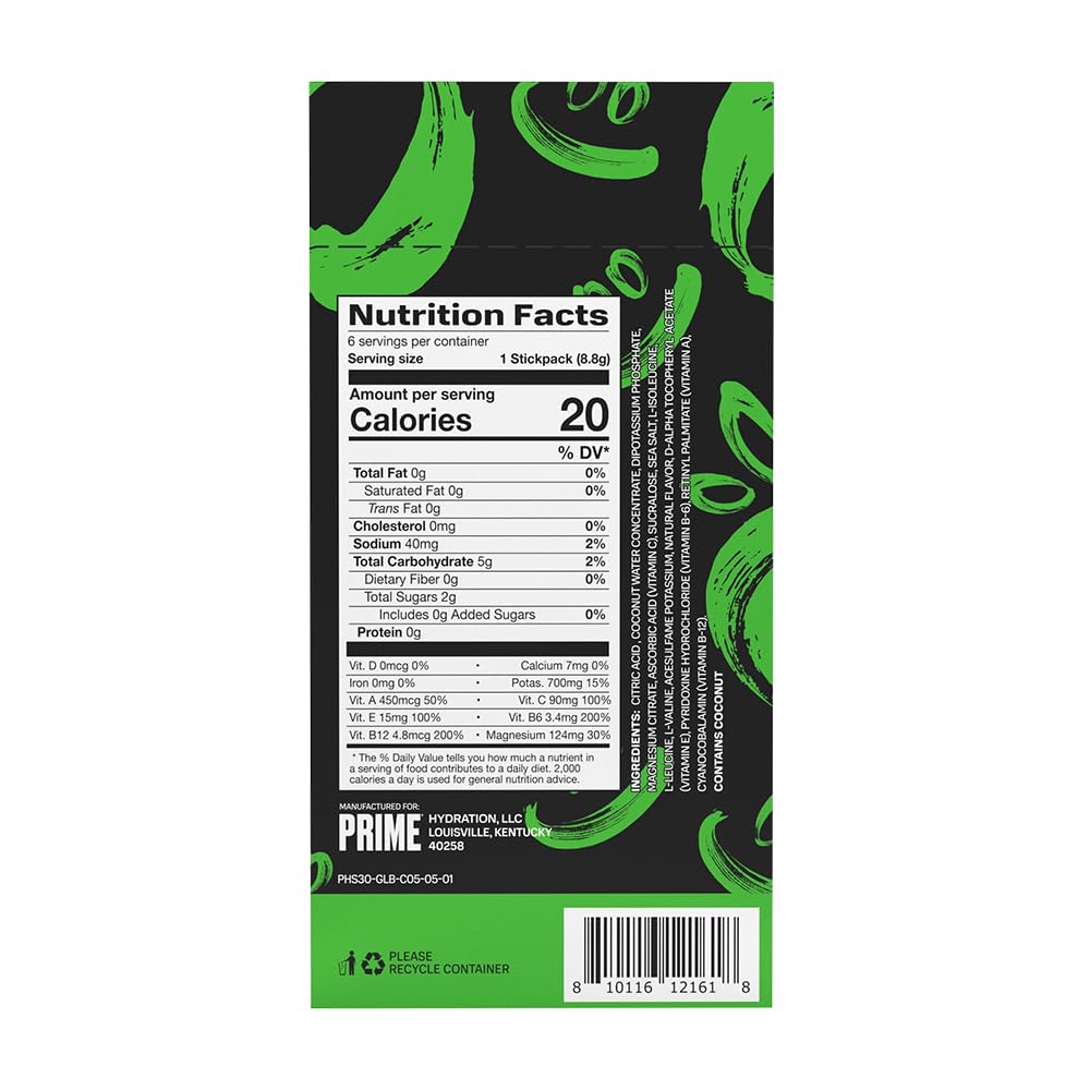 Prime Hydration+ Stick Pack | GLOWBERRY | 6 Sticks | Electrolyte Drink Mix | 10% Coconut Water | 250mg BCAAs | Antioxidants | Naturally Flavored | Zero Added Sugar | Easy Open Single-Serve Sticks