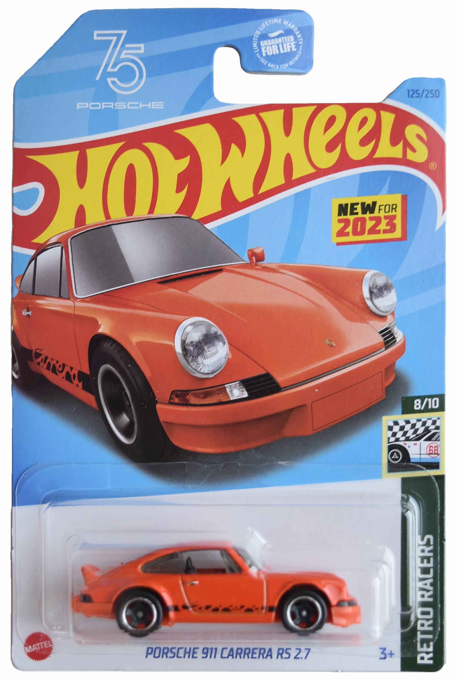 Hot Wheels Porsche 911 Carrera RS 2.7, Retro Racers 8/10 [Orange] 125/250