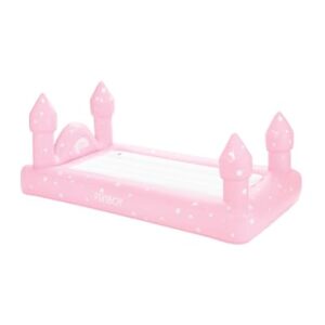 FUNBOY Kids Pink Castle Sleepover Travel Bed & Air Mattress. Perfect for Sleepovers. Includes Carrying Storage Bag, Twin