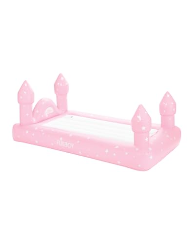 FUNBOY Kids Pink Castle Sleepover Travel Bed & Air Mattress. Perfect for Sleepovers. Includes Carrying Storage Bag, Twin