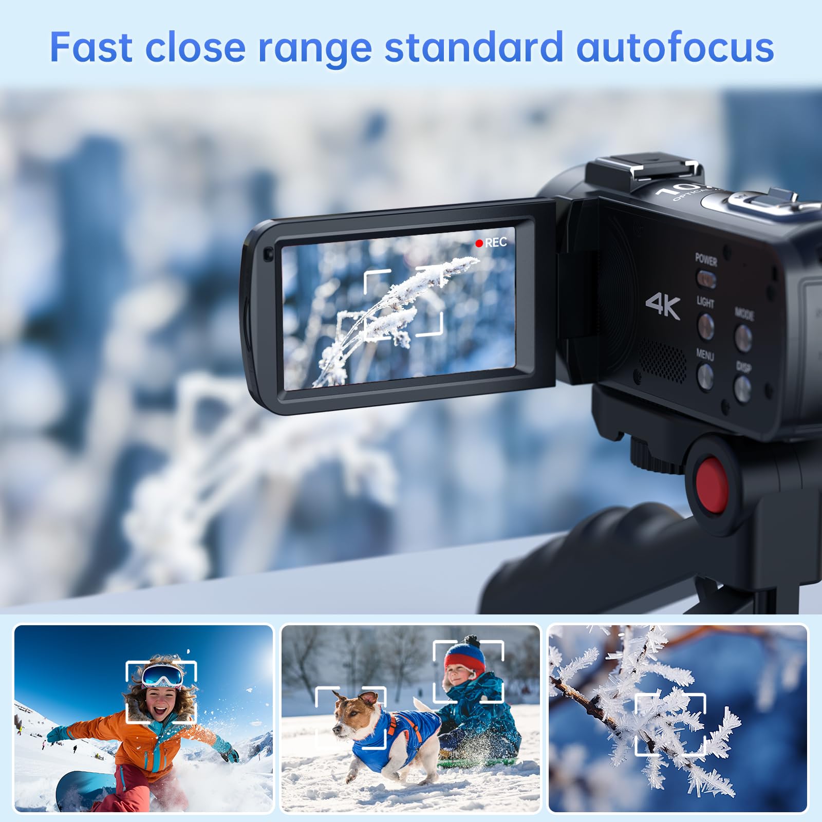 4K Video Camera Camcorder 10X Optical Zoom 120X Intelligent Zoom, 30MP 24FPS Auto Focus Vlogging Camera 3.0" IPS Touch Screen Digital Camera with Microphone, Tripod, Remote Control, 32G SD Card