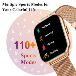 Popglory Smart Watch Answer/Make Calls, 2.01'' Smartwatch with AI Voice Control, Blood Pressure/SpO2/Heart Rate Monitor, Fitness Tracker Watch 2 Straps for Men Women for iOS Android Phones