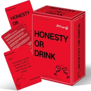 Poen Honesty or Drink Card Game for Adults Drinking Games, 100 Pcs Game Cards Questions Challenges Fun Party Game to Reveal Your Secrets with Drinking Themes, Ideal for Game Night, Couples, and More