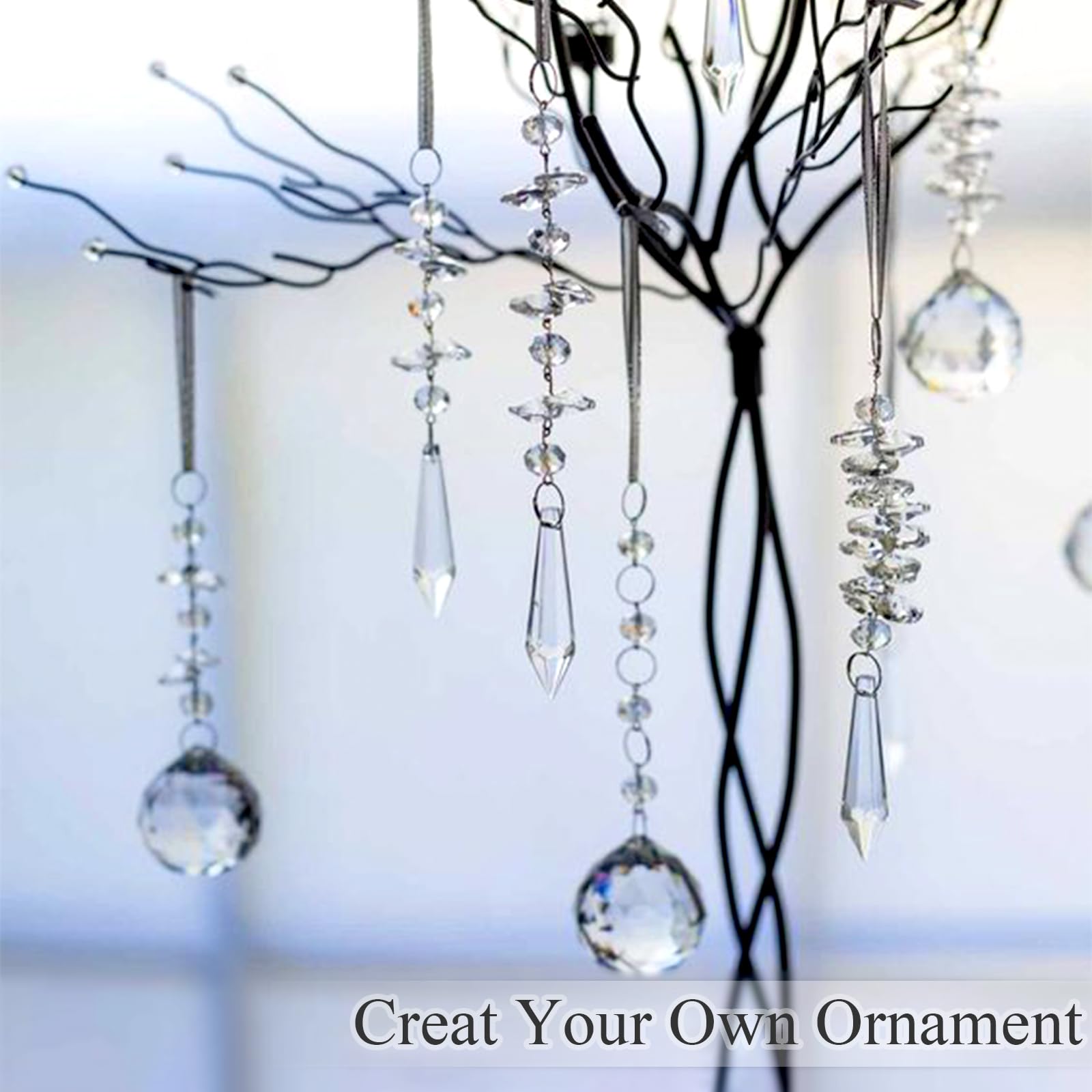 OuMuaMua Christmas Decorations Crystal Ornaments Set for Tree - Acrylic DIY Ornaments Christmas Hanging Crystal Snowflake Decorations for Christmas Tree Winter Party Supplies