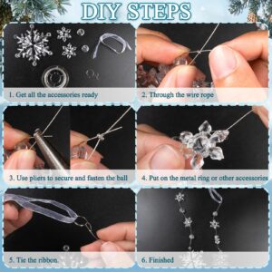 OuMuaMua Christmas Decorations Crystal Ornaments Set for Tree - Acrylic DIY Ornaments Christmas Hanging Crystal Snowflake Decorations for Christmas Tree Winter Party Supplies