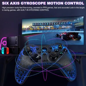 arVin Gaming Controller for iPhone/iPad/iOS/Android/Tablet/PC/PS5/PS4/PS3/Switch, Pro Wireless Game Controller Gamepad with Unique Crack/Phone Holder/Back Button/Turbo/RGB Light/Vibration/6-Axis Gyro