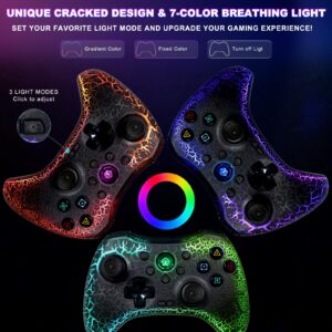 arVin Gaming Controller for iPhone/iPad/iOS/Android/Tablet/PC/PS5/PS4/PS3/Switch, Pro Wireless Game Controller Gamepad with Unique Crack/Phone Holder/Back Button/Turbo/RGB Light/Vibration/6-Axis Gyro