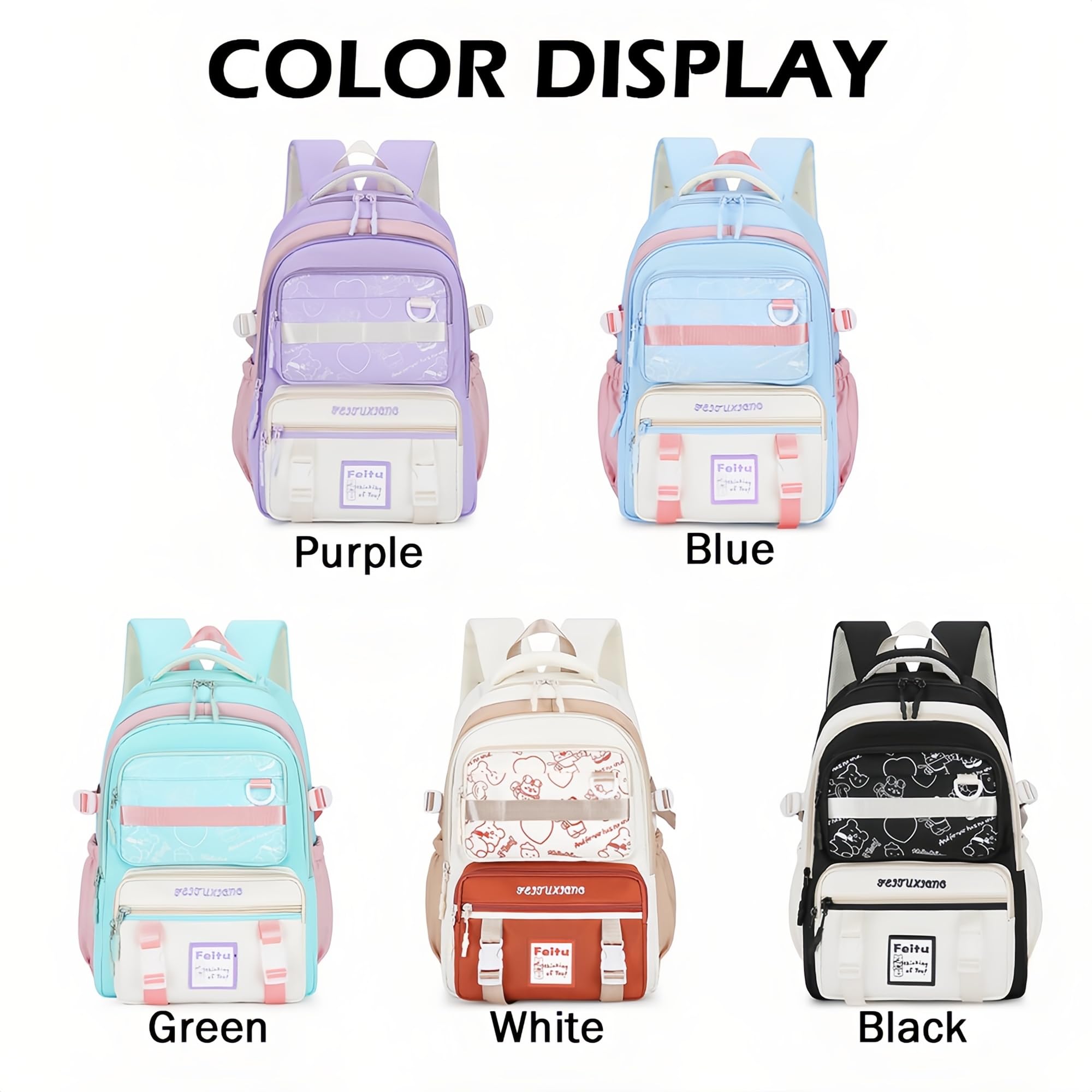 Sopnorm Kawaii Backpack for Girls Cute Aesthetic for School Teen Girls Lightweight Elementary Toddler Bookbag Colorful Kawaii Back Pack