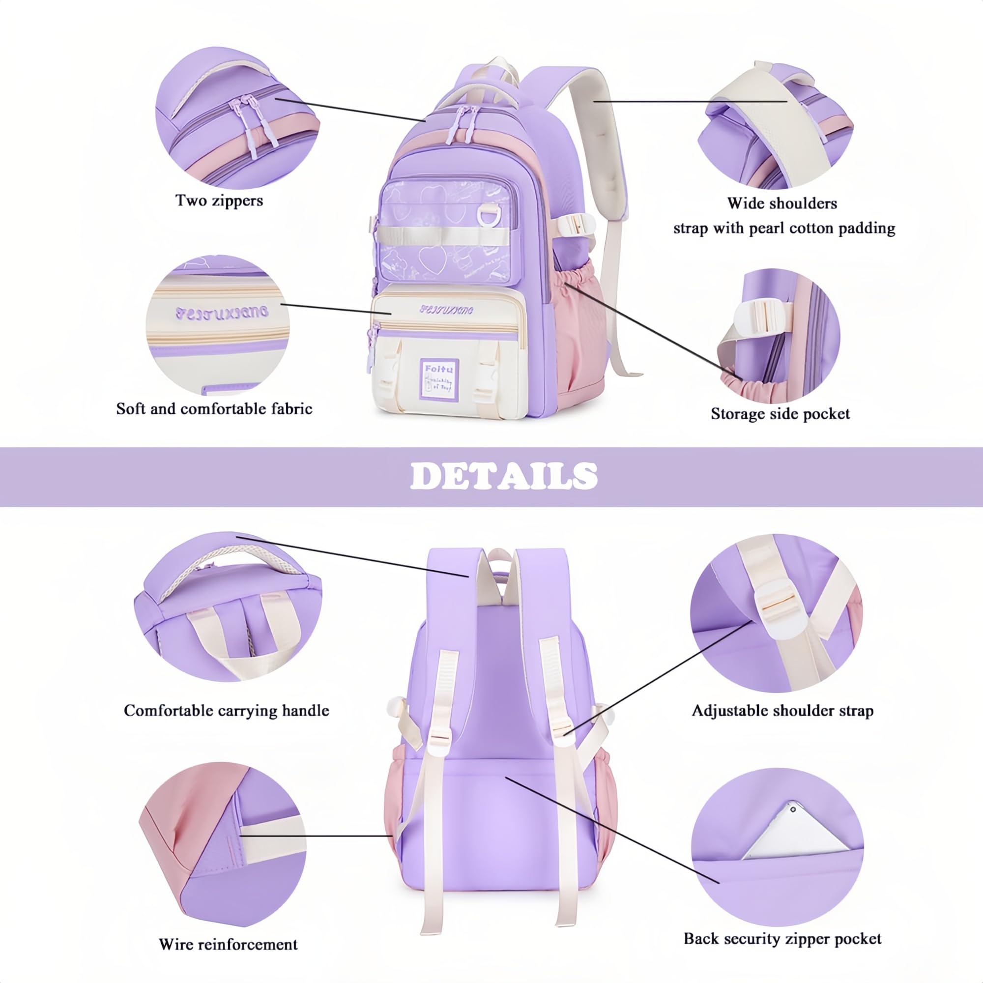 Sopnorm Kawaii Backpack for Girls Cute Aesthetic for School Teen Girls Lightweight Elementary Toddler Bookbag Colorful Kawaii Back Pack