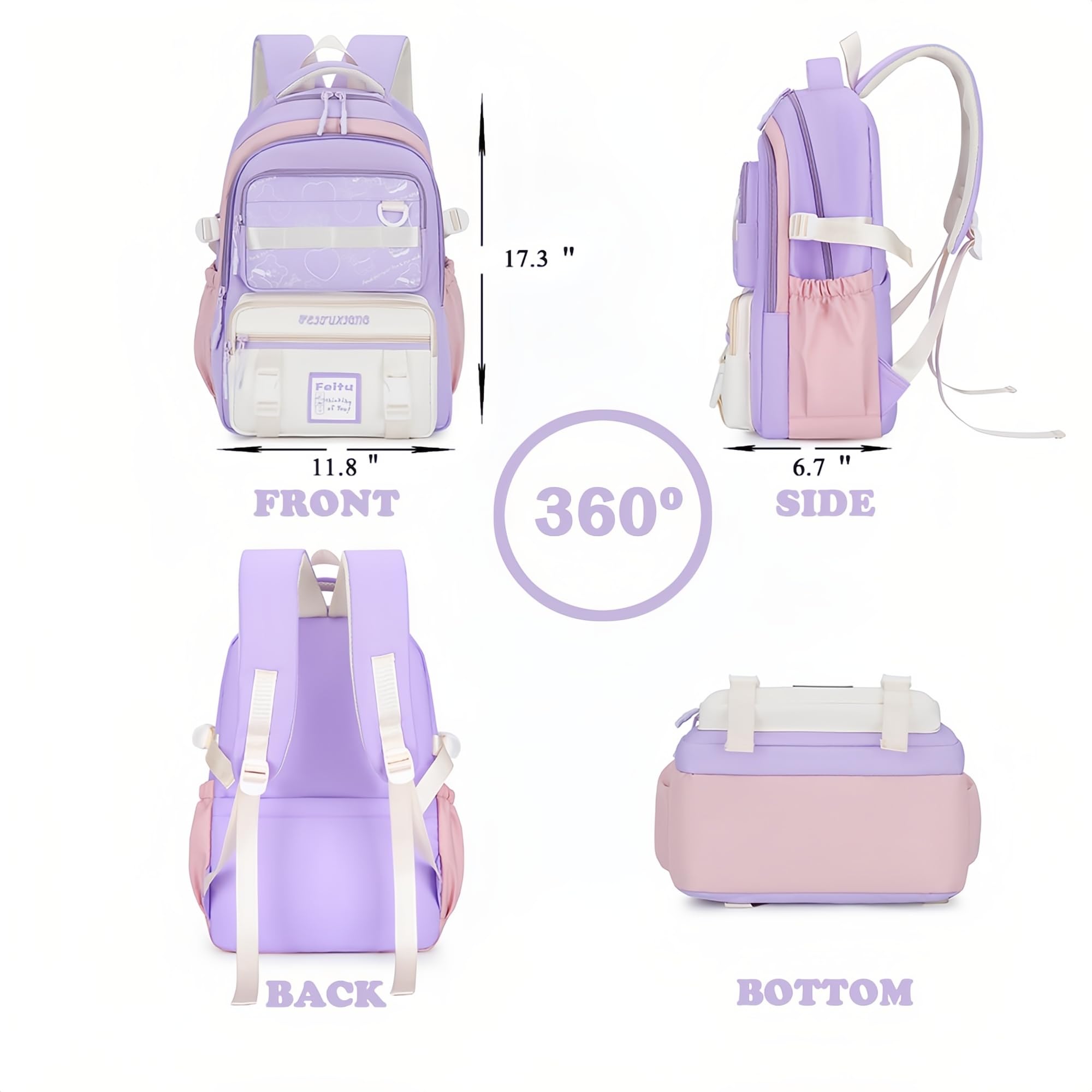 Sopnorm Kawaii Backpack for Girls Cute Aesthetic for School Teen Girls Lightweight Elementary Toddler Bookbag Colorful Kawaii Back Pack