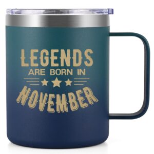 lifecapido birthday gifts for men, legends are born in november insulated coffee mug 12 oz, november birthday gifts sagittarius gifts scorpio gifts for dad husband uncle boyfriend son friend, gradient
