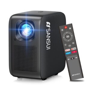 sansui portable projector with wifi and bluetooth, 1080p smart projector netflix-licensed,10000 lumens,auto keystone correction,hi-fi audio hdr 10 for home theatre outdoor movies