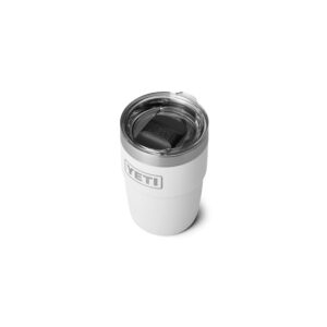 yeti rambler 8 oz stackable cup, stainless steel, vacuum insulated espresso cup with magslider lid, white