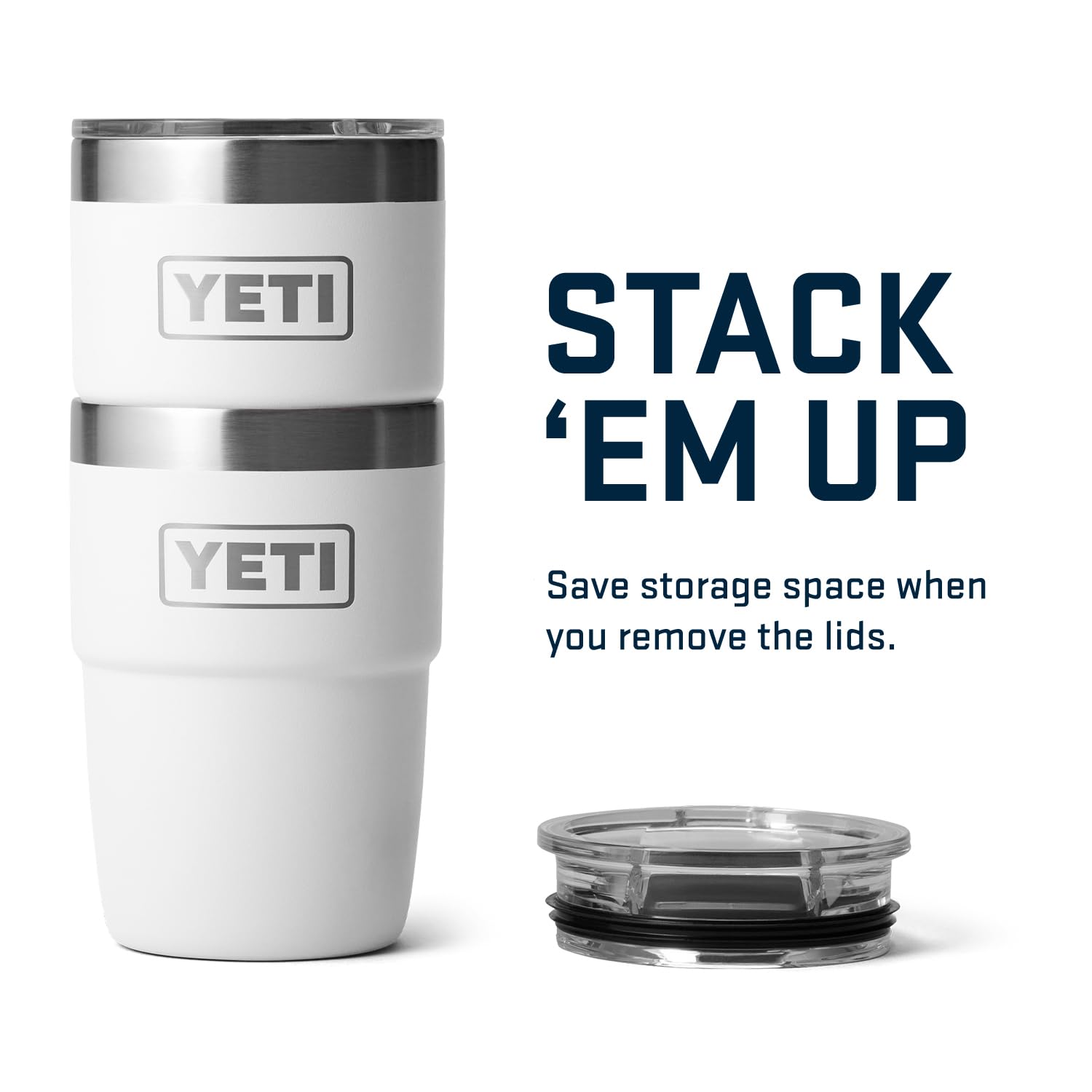 YETI Rambler 8 oz Stackable Cup, Stainless Steel, Vacuum Insulated Espresso Cup with MagSlider Lid, White