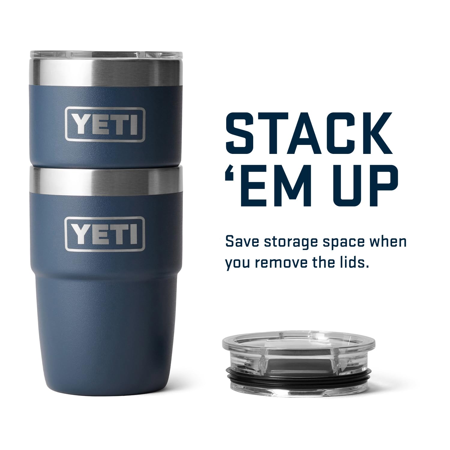 YETI Rambler 8 oz Stackable Cup, Stainless Steel, Vacuum Insulated Espresso Cup with MagSlider Lid, Navy