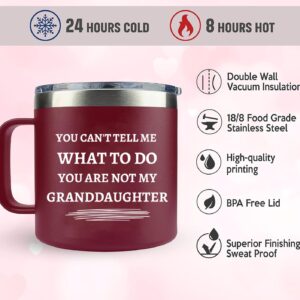 Edizzone 14Oz Mug (You Are Not My Granddaughter) (Bordeaux) Grandma Grandpa Gifts for Christmas - Best Grandma Birthday Gifts - Gifts for Grandma From Granddaughter - Funny Grandmother Christmas Gift