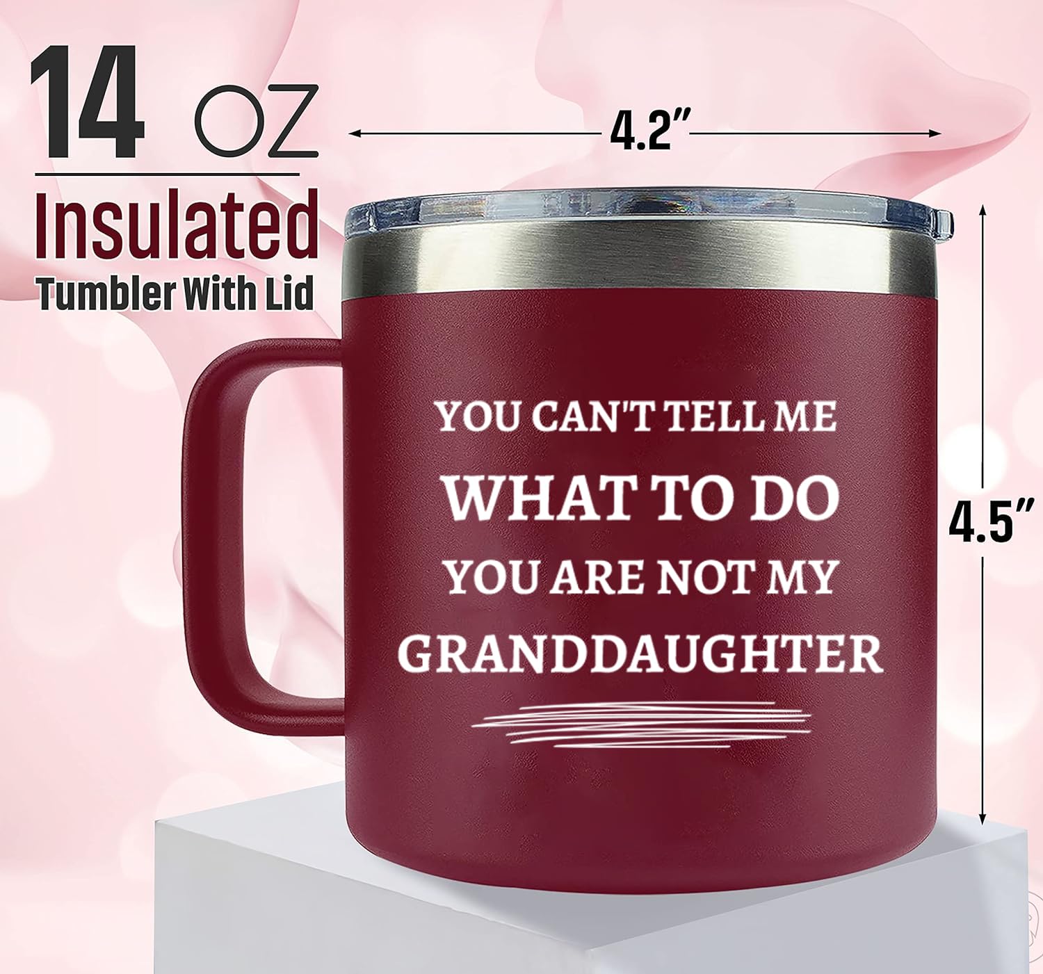 Edizzone 14Oz Mug (You Are Not My Granddaughter) (Bordeaux) Grandma Grandpa Gifts for Christmas - Best Grandma Birthday Gifts - Gifts for Grandma From Granddaughter - Funny Grandmother Christmas Gift