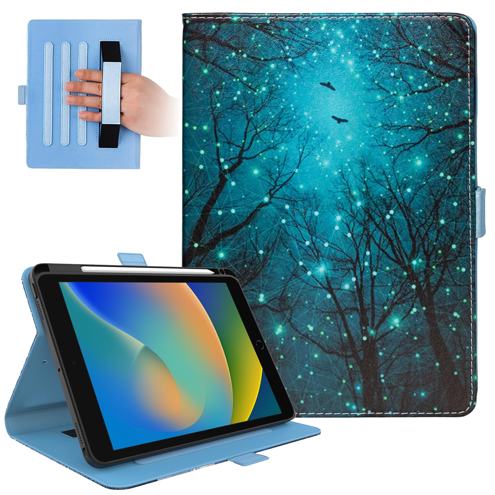 Dteck Case for iPad Air 10.5 (3rd Generation) 2019 /iPad Pro 2017 Case 10.5" - Protective Magnetic Leather Case with [Pencil Holder/Adjustable Viewing Stand Angle] Cute Folio Cover (Starry Forest)