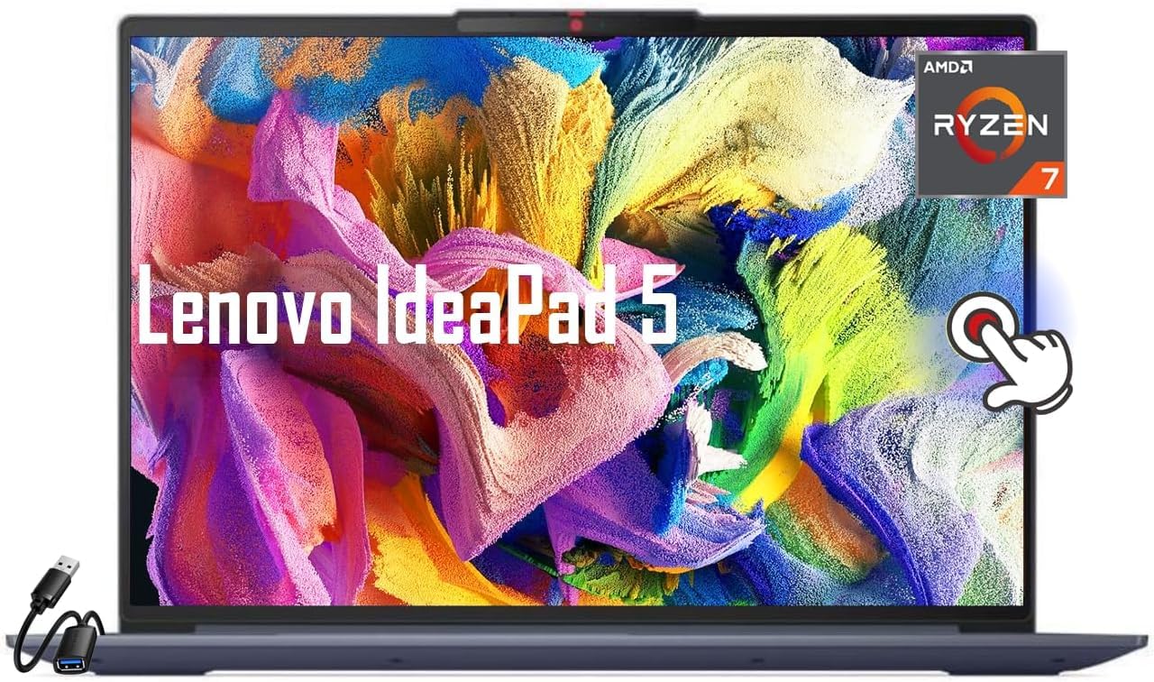 Lenovo IdeaPad Slim 5 16" WUXGA FHD Touch Laptop, 8-Core AMD Ryzen 7 7730U, 16GB RAM, 1TB SSD, Fingerprint Reader, FHD Webcam, Wi-Fi 6, Windows 11 Home, w/HDMI Cable