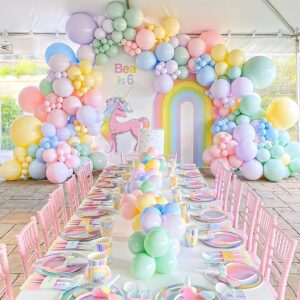 Daisy Balloon Garland Arch Kit, 117PCS Macaron Pastel Pink Yellow Pink Blue Green Balloons Garland with Groovy Daisy Flower for Baby Shower Wedding Girls Birthday Two Groovy Boho Party Decoration