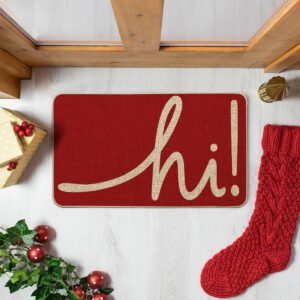 Artoid Mode Red Hi Christmas Doormat, Home Decor Low-Profile Switch Rug Welcome Door Mat Floor Mat for Front Door Indoor Outdoor 17x29 Inch