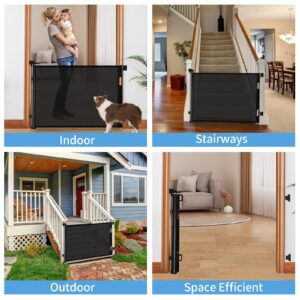 Veraste Retractable Baby Gate,Mesh Baby Gate or Mesh Dog Gate,33" Tall,Extends up to 55" Wide,Child Safety Gate for Doorways, Stairs, Hallways, Indoor/Outdoor（Black,33"x55"