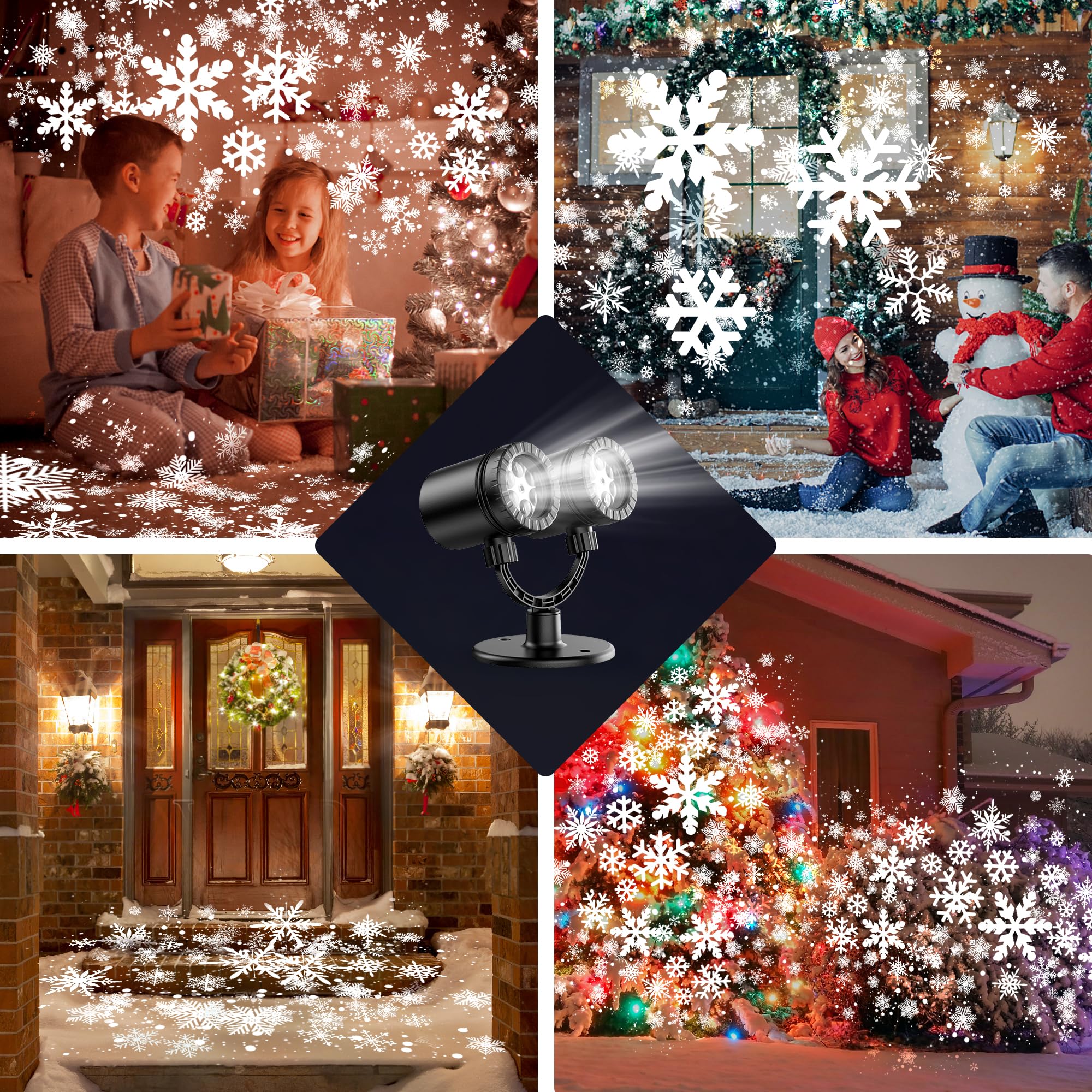 HeyStookie 2024 Newest Christmas Decorations Christmas Projector Lights Outdoor Double-Head Rotating Snowflakes Projector Lights for Xmas Home Party IP65 Waterproof Brightening LED Outdoor & Indoor…