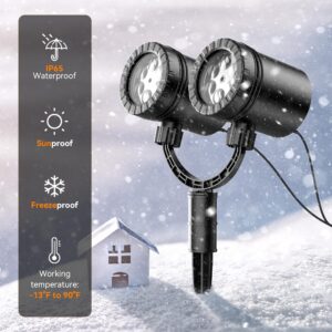 HeyStookie 2024 Newest Christmas Decorations Christmas Projector Lights Outdoor Double-Head Rotating Snowflakes Projector Lights for Xmas Home Party IP65 Waterproof Brightening LED Outdoor & Indoor…