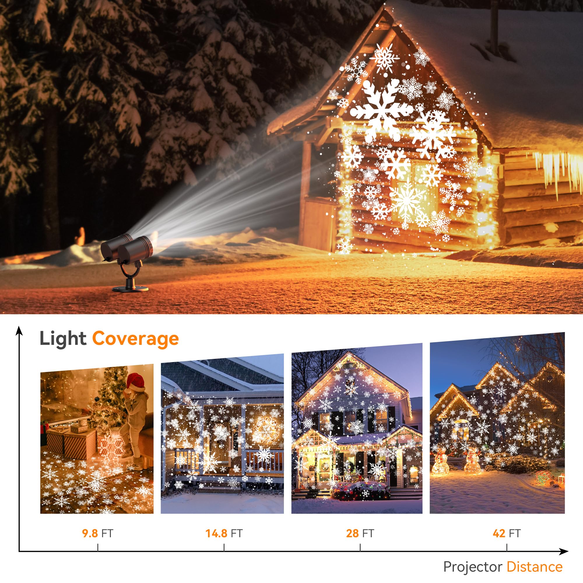 HeyStookie 2024 Newest Christmas Decorations Christmas Projector Lights Outdoor Double-Head Rotating Snowflakes Projector Lights for Xmas Home Party IP65 Waterproof Brightening LED Outdoor & Indoor…