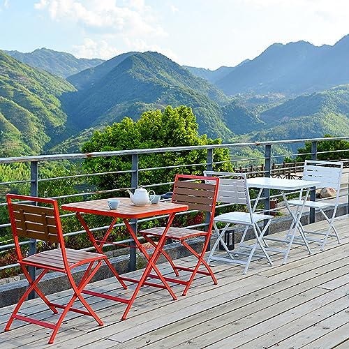 Outdoor table and chairs,patio table and chairs,patio 3-Piece Steel Foldable Bistro Set,Suitable for balcony terrace garden bistro restaurant barcamping and dining parties,4 colors available ( Color :